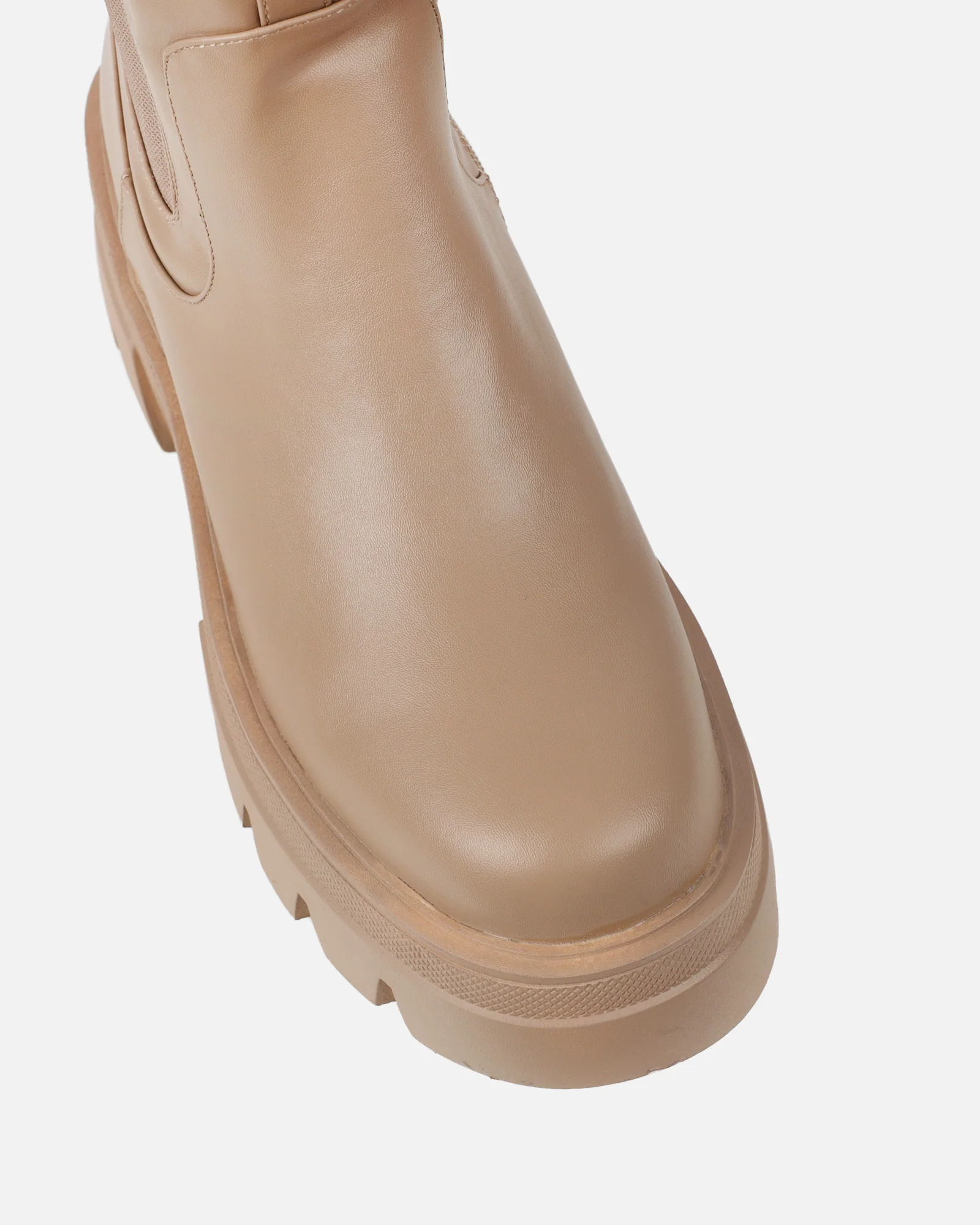 Myles Beige Fat Over the Knee Boots - Image 4