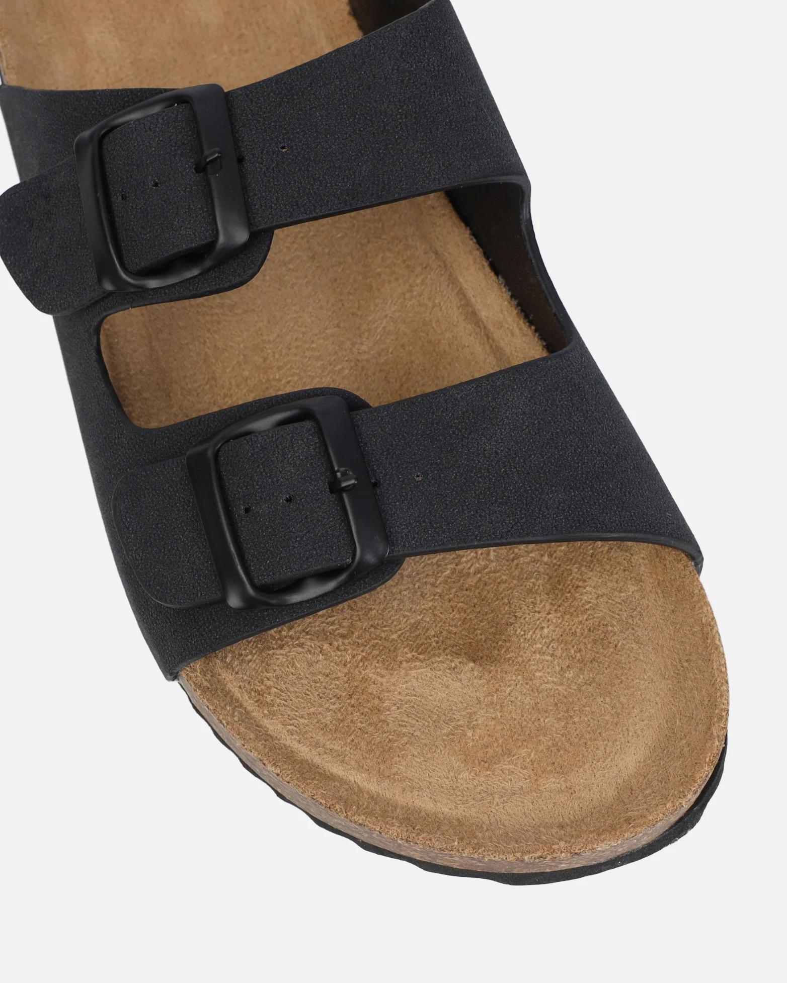 Olsen Black Double Strap Flat Sandals - Image 4