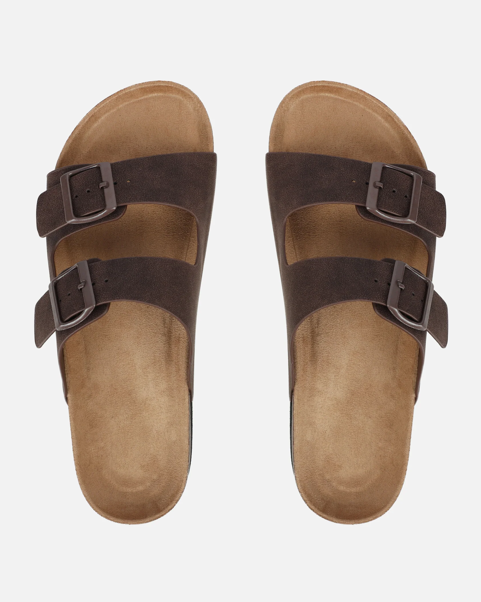 Olsen Chocolate Double Strap Flat Sandals - Image 3