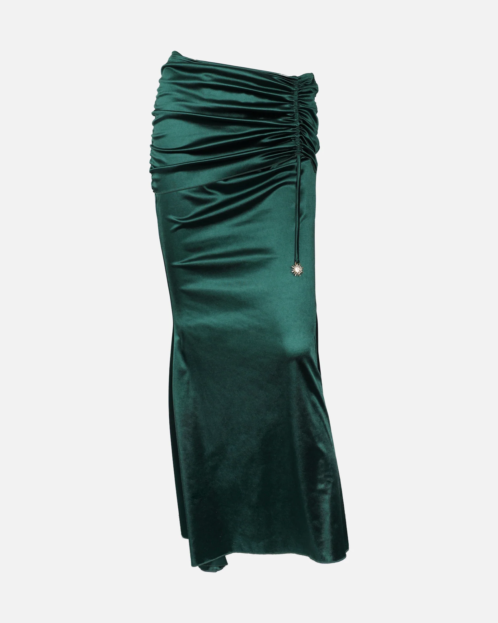 Palm Emerald Satin Sun Maxi Skirt - Image 4