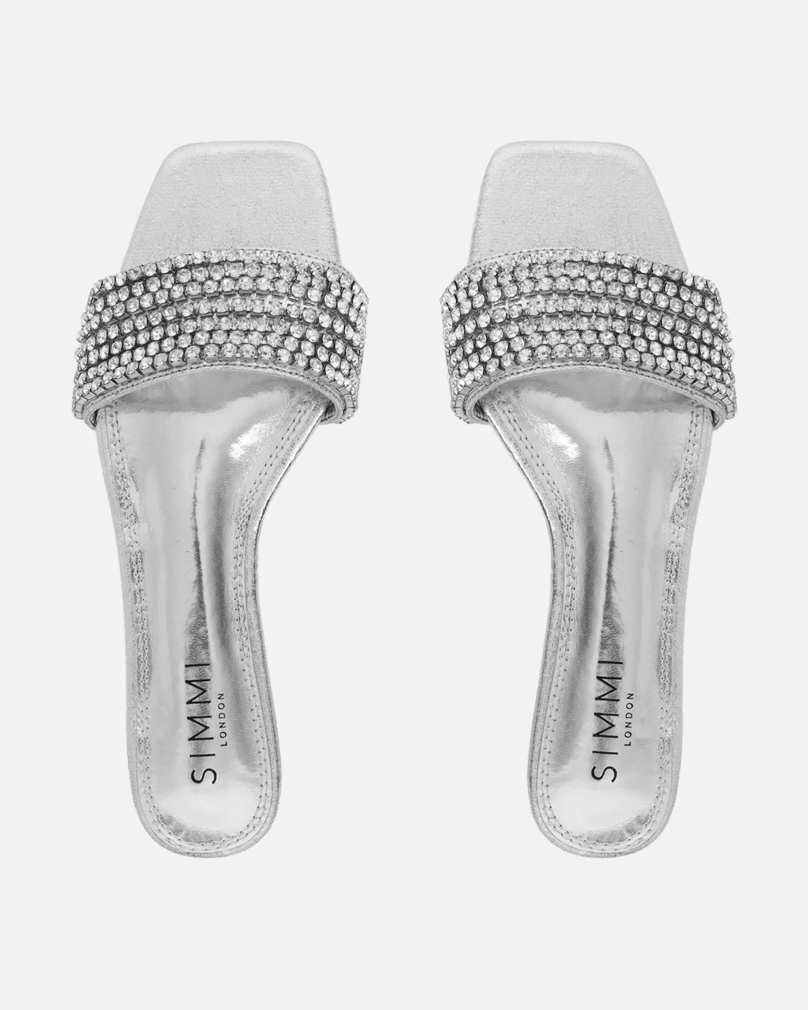 Pearla Cracked Silver Diamante Flats - Image 4