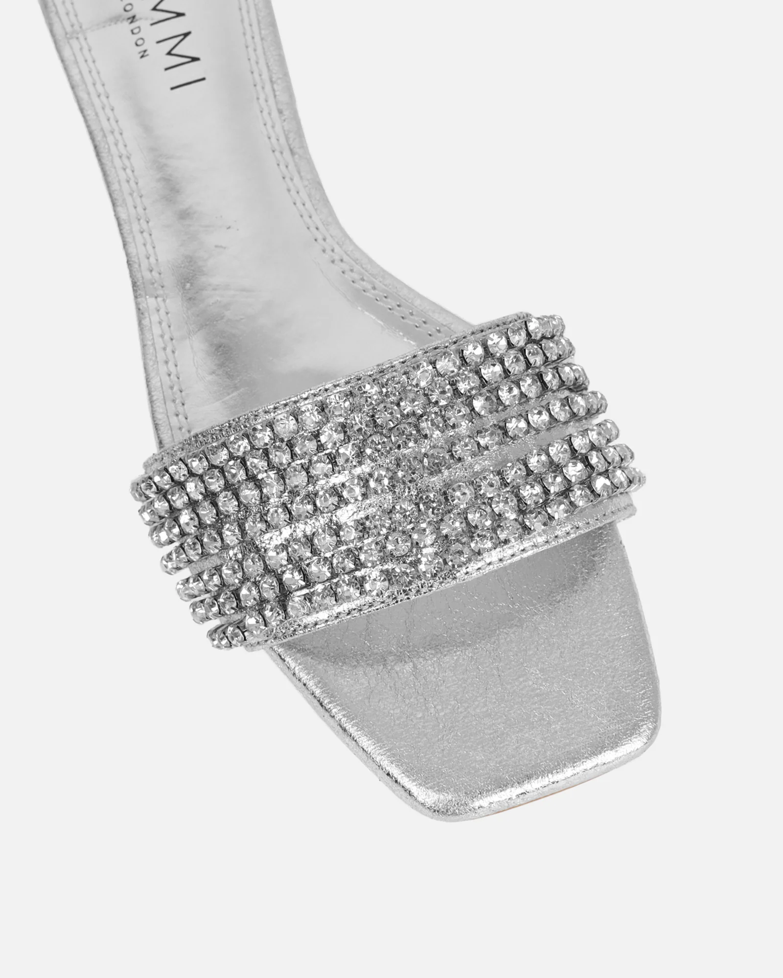 Pearla Cracked Silver Diamante Flats - Image 5