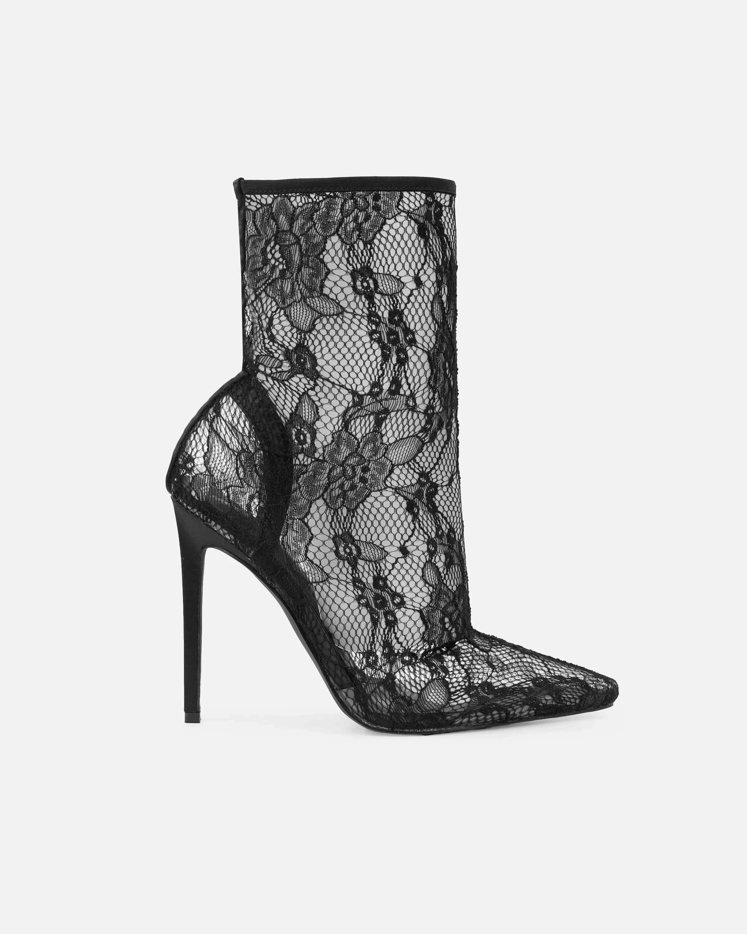 Pixxie Black Lace Stiletto Heels - Image 2