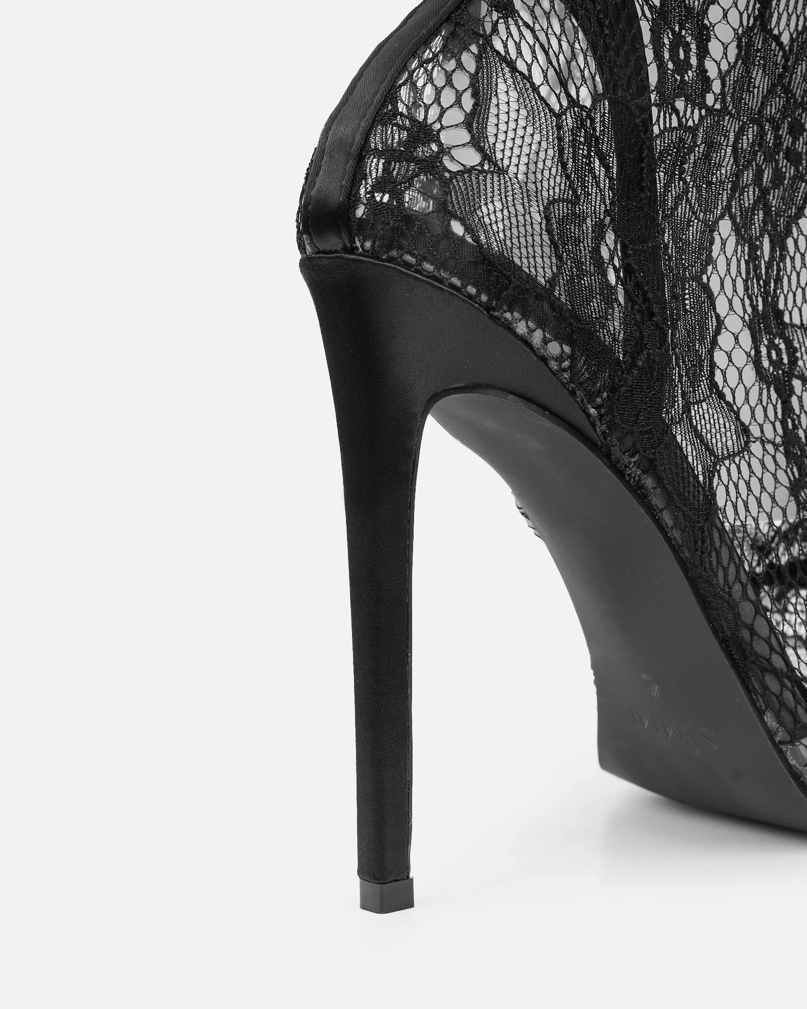 Pixxie Black Lace Stiletto Heels - Image 3