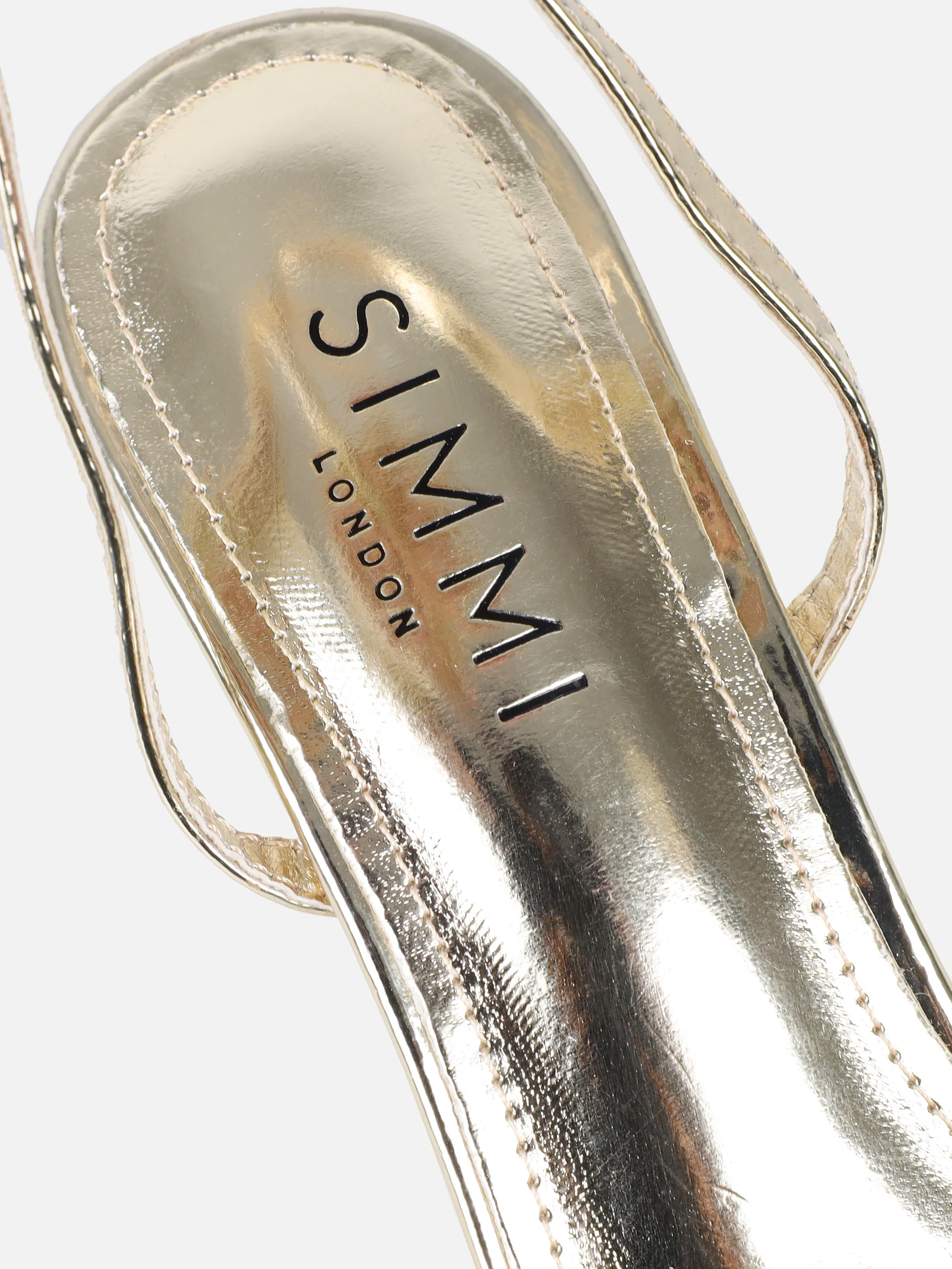 Polly Gold Mirror Flower Detail Heeled Sandals - Image 3