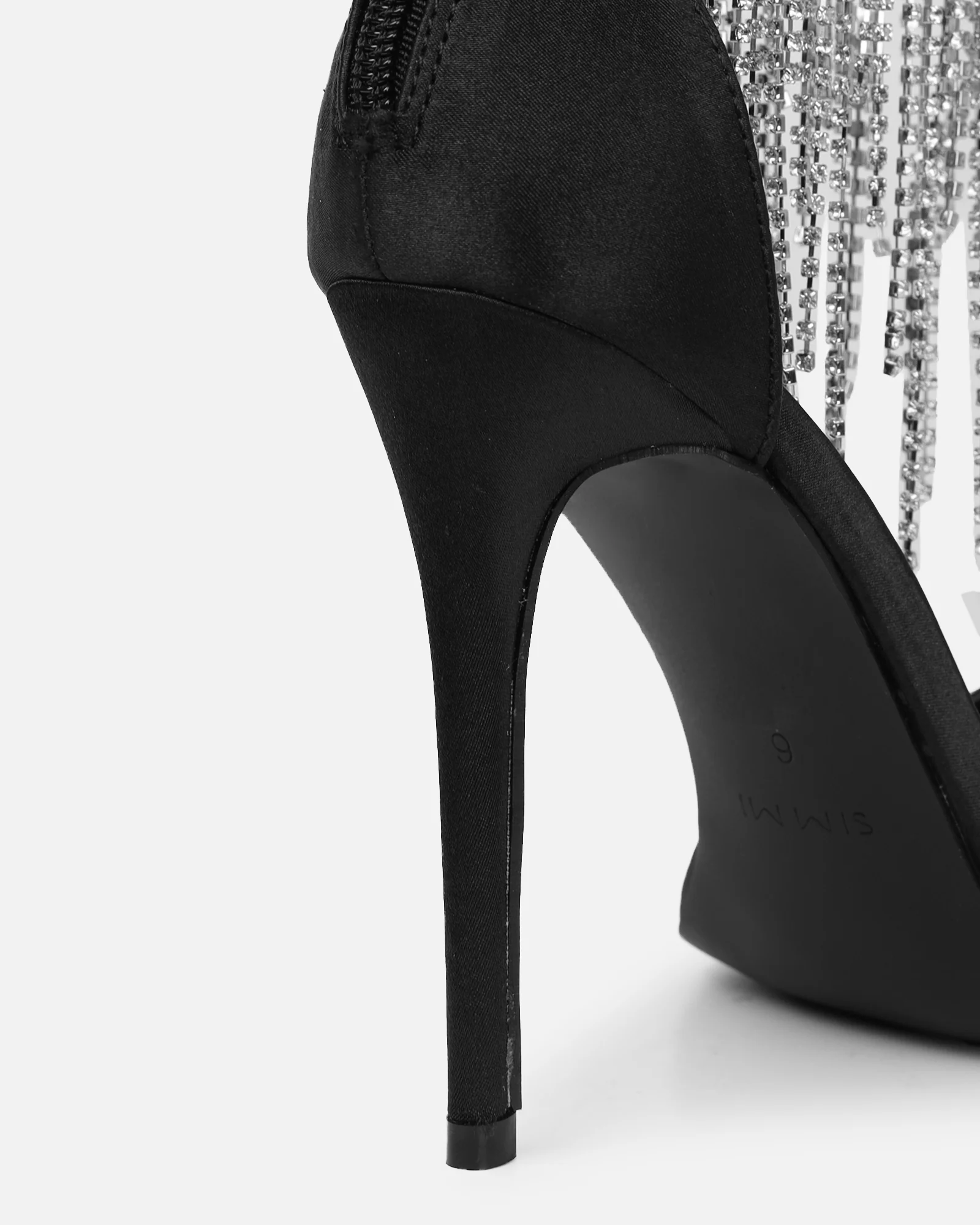 Pookie black satin diamante sandals - Image 3