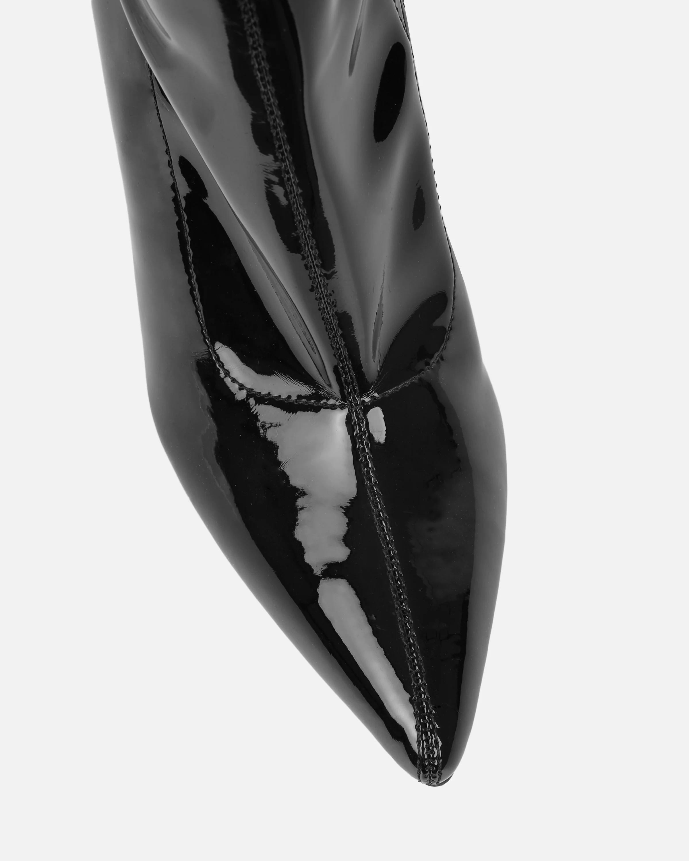 Prince Black Patent High Heeled Pointed Toe Sock Boots - Image 4