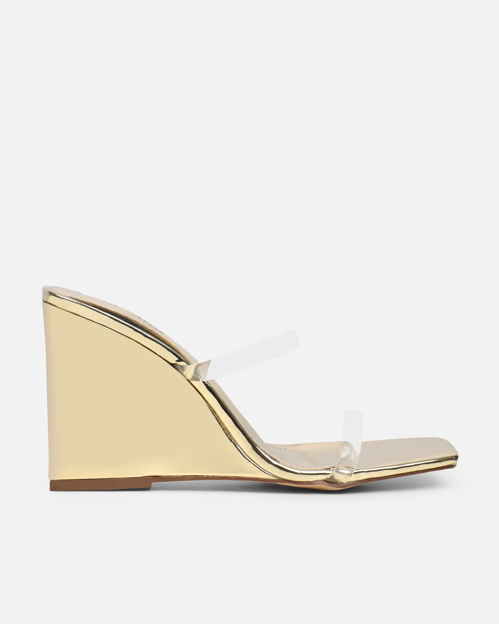 Radial Gold Mirror Clear Wedge Heeled Sandals - Image 2