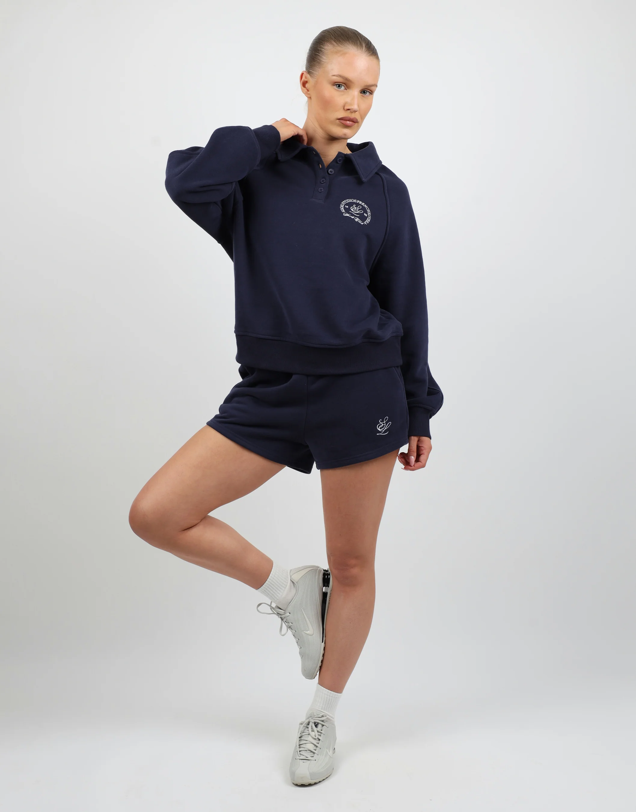 Riva Simmi Studios Embroidered Logo Shorts In navy - Image 2