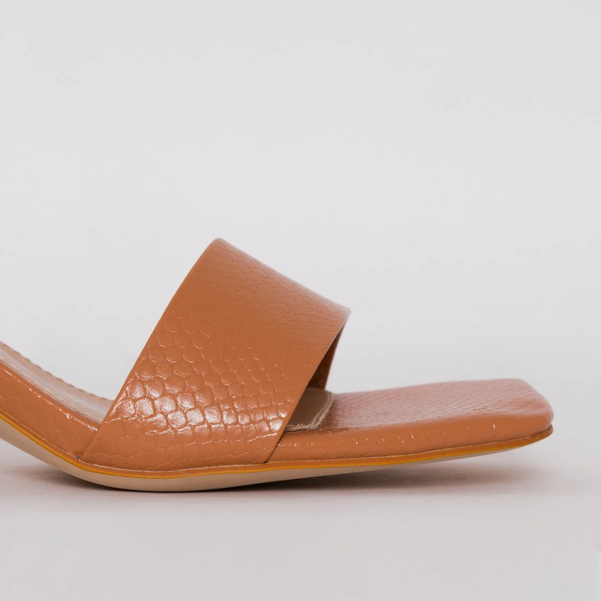 Ruhani Wide Fit Nude Snake Print Block Mid Heel Mules - Image 2