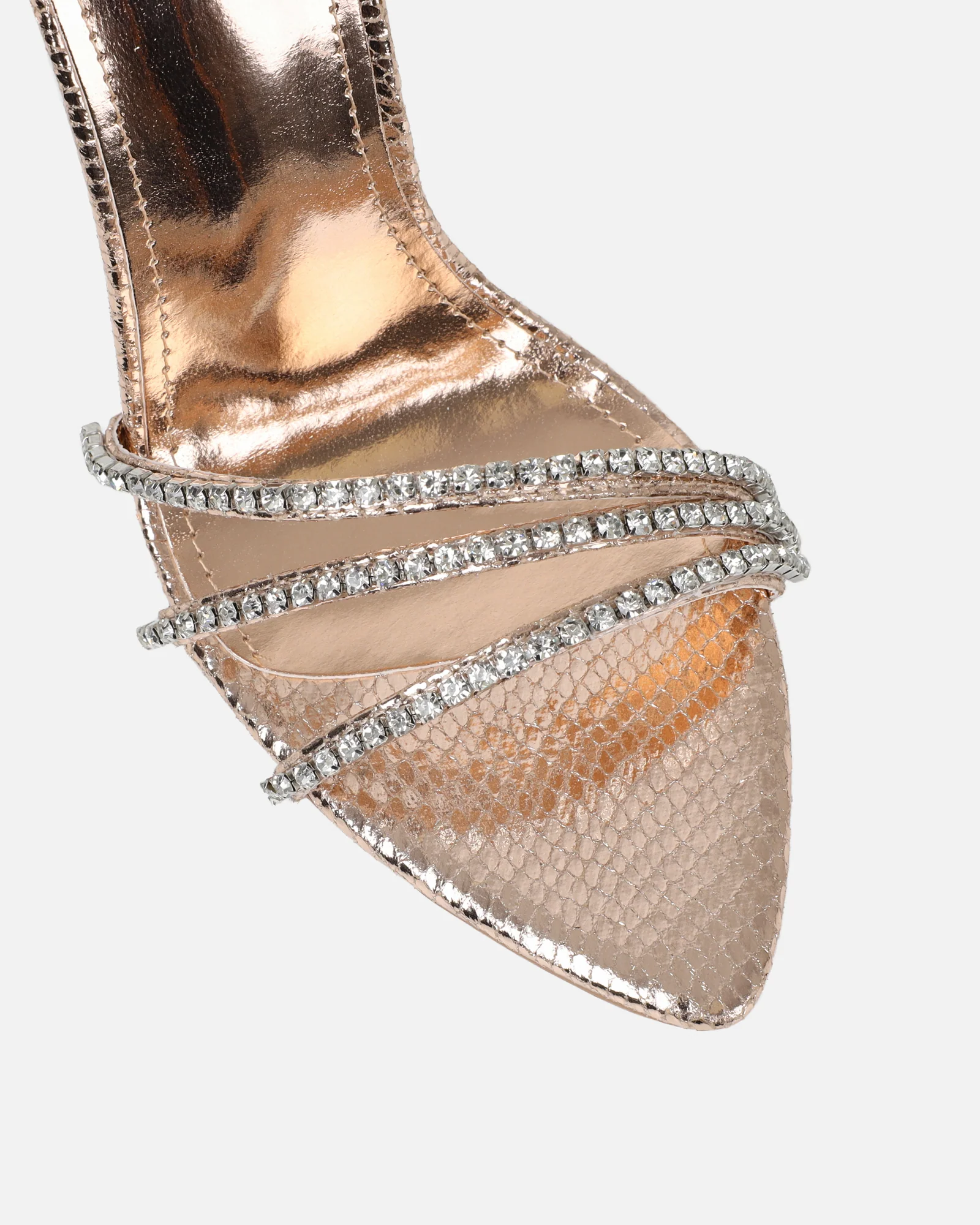 Shakirah Rose Gold Snake Diamante Heeled sandals - Image 4