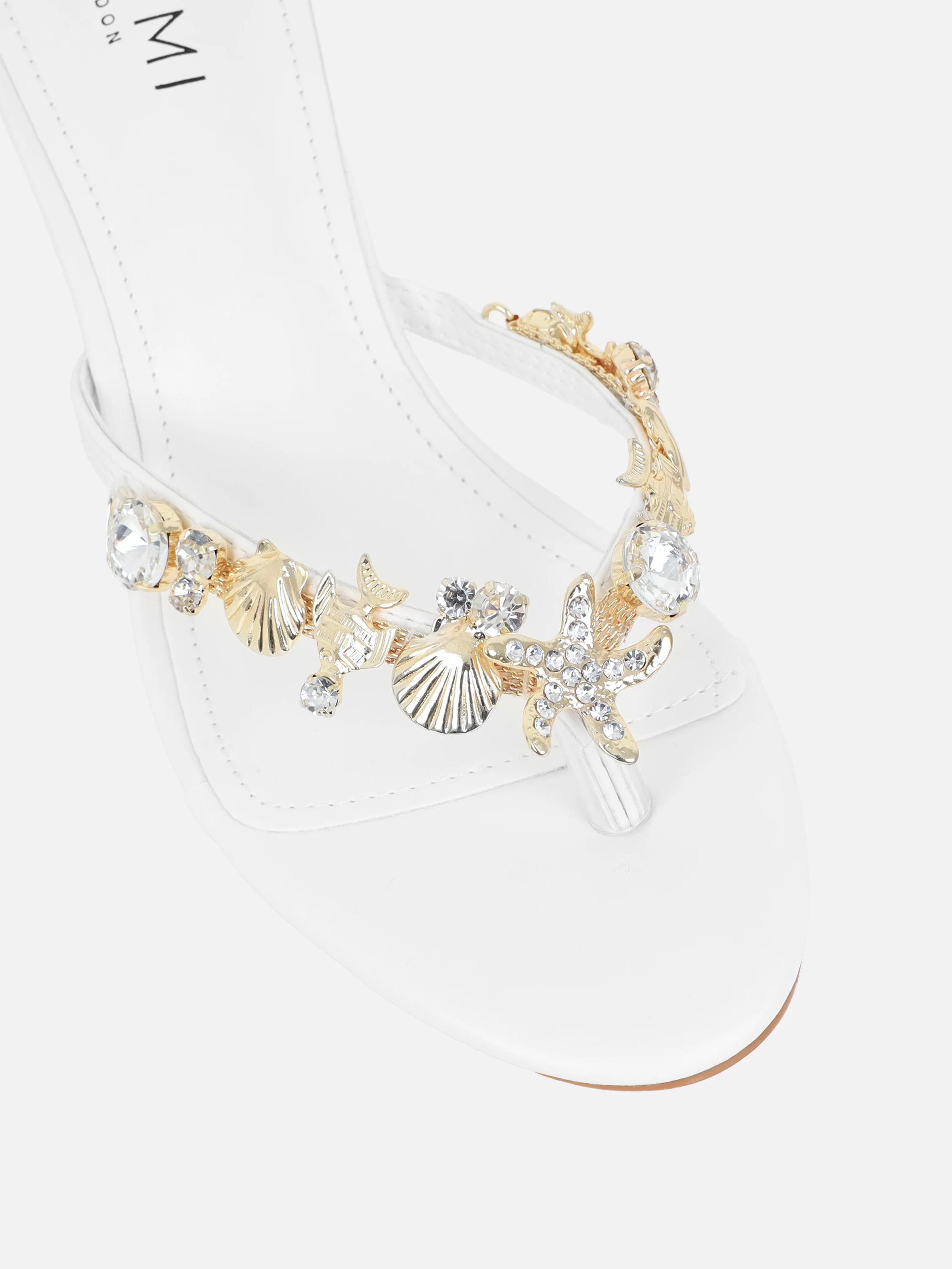 Silla White Shell Detail Toe Post Heeled Sandals - Image 5