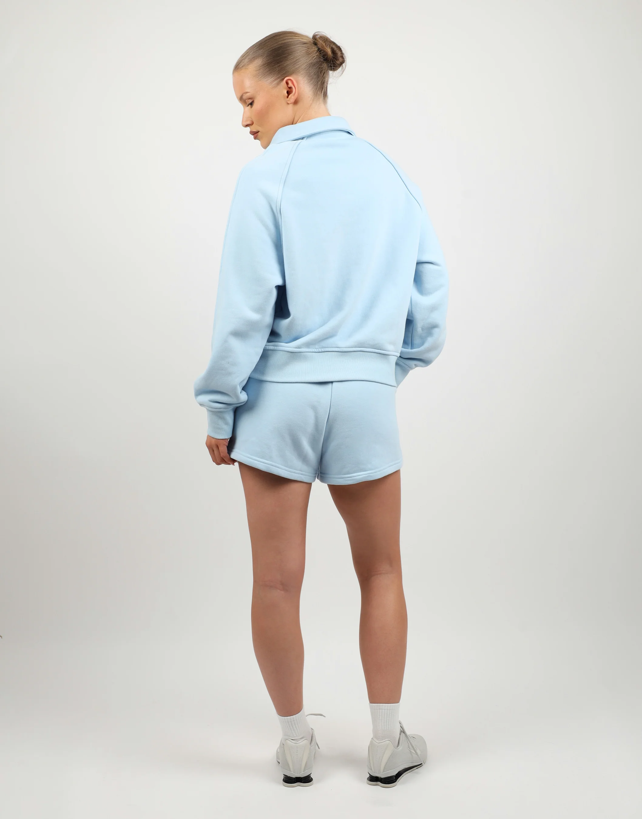 Monaco Simmi Studios Embroidered Logo Polo Sweatshirt In Baby Blue - Image 5
