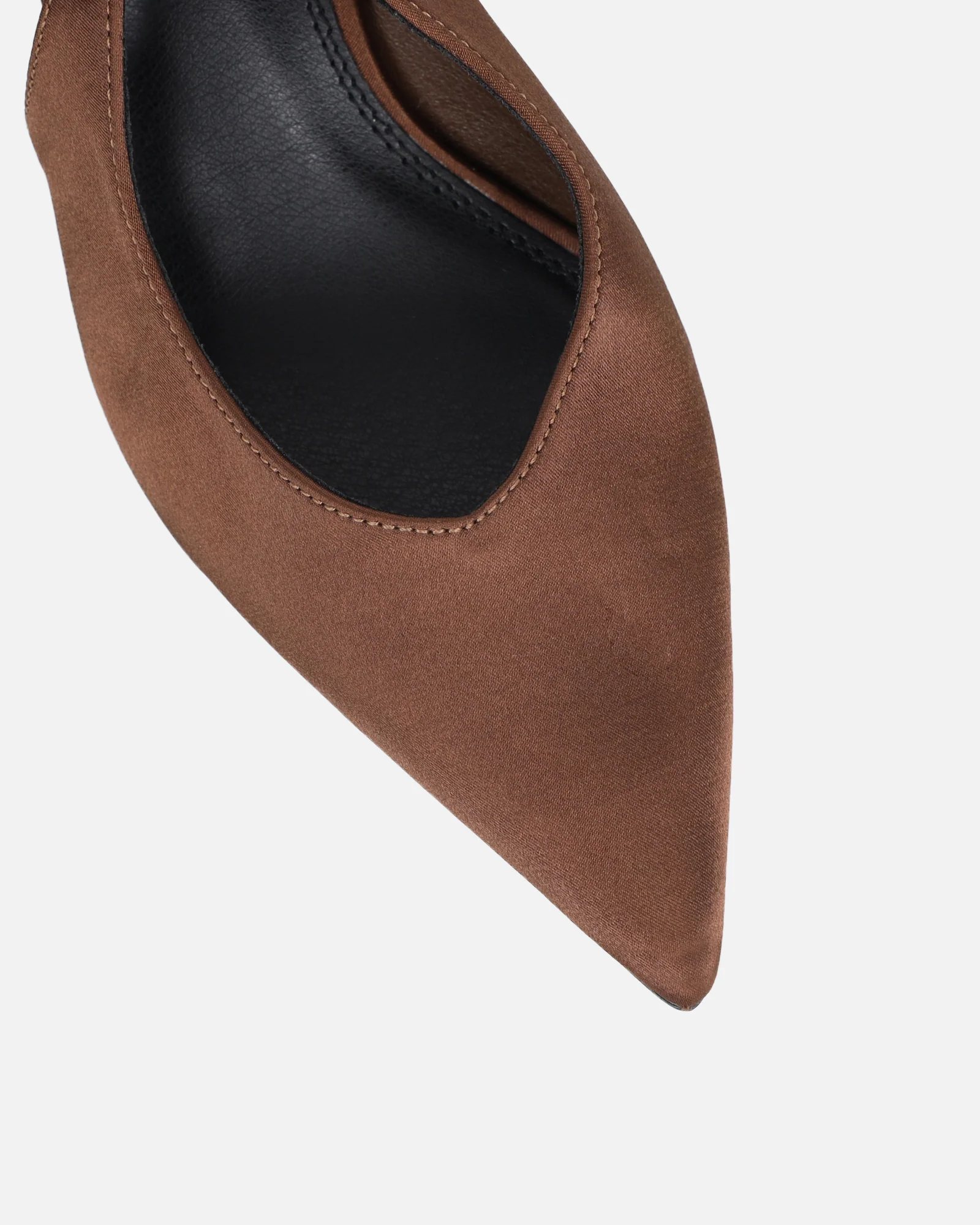 Sonika Brown Satin Strappy Slingback Court Shoes - Image 4