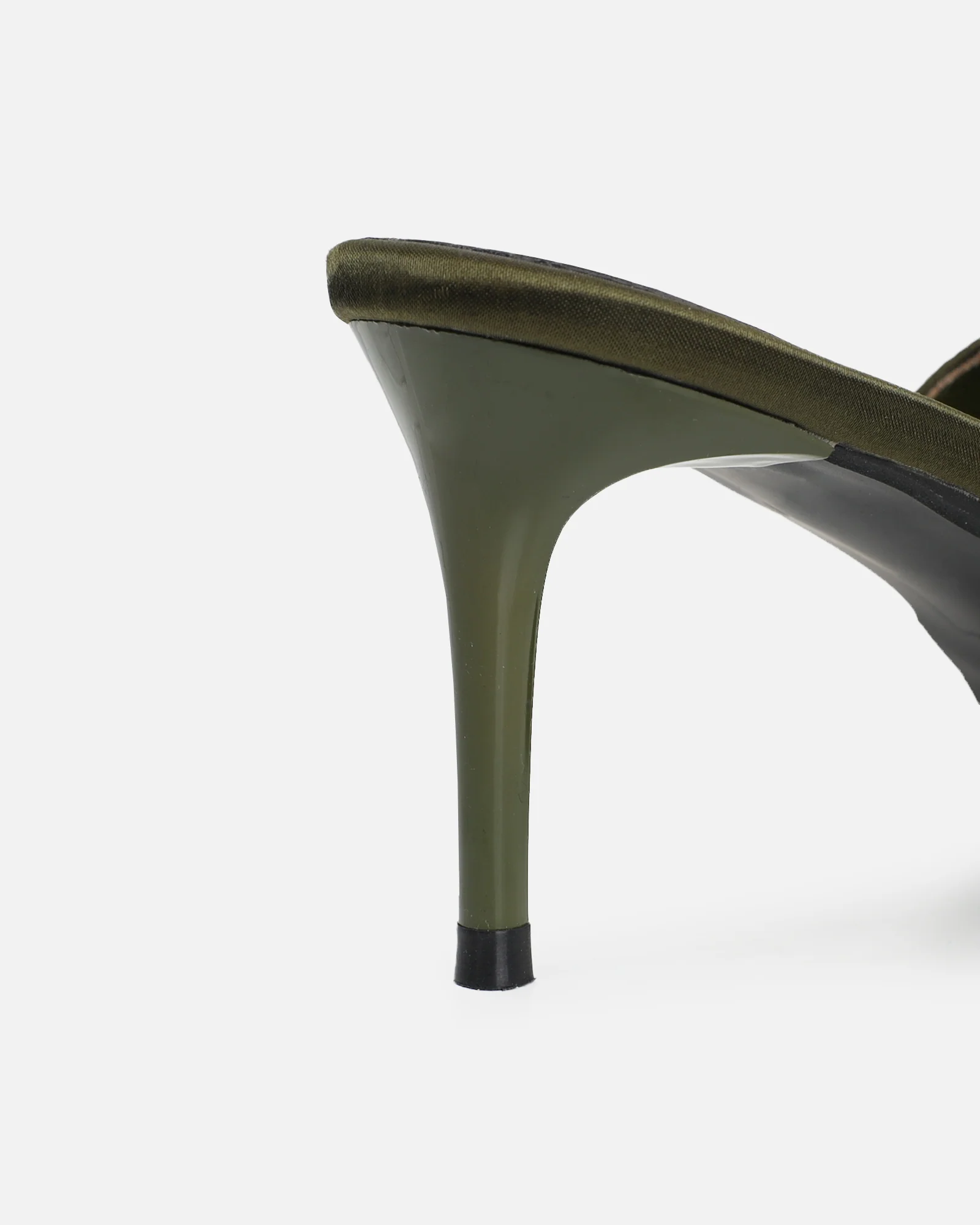 Sonika Khaki Satin Strappy Slingback Court Shoes - Image 3