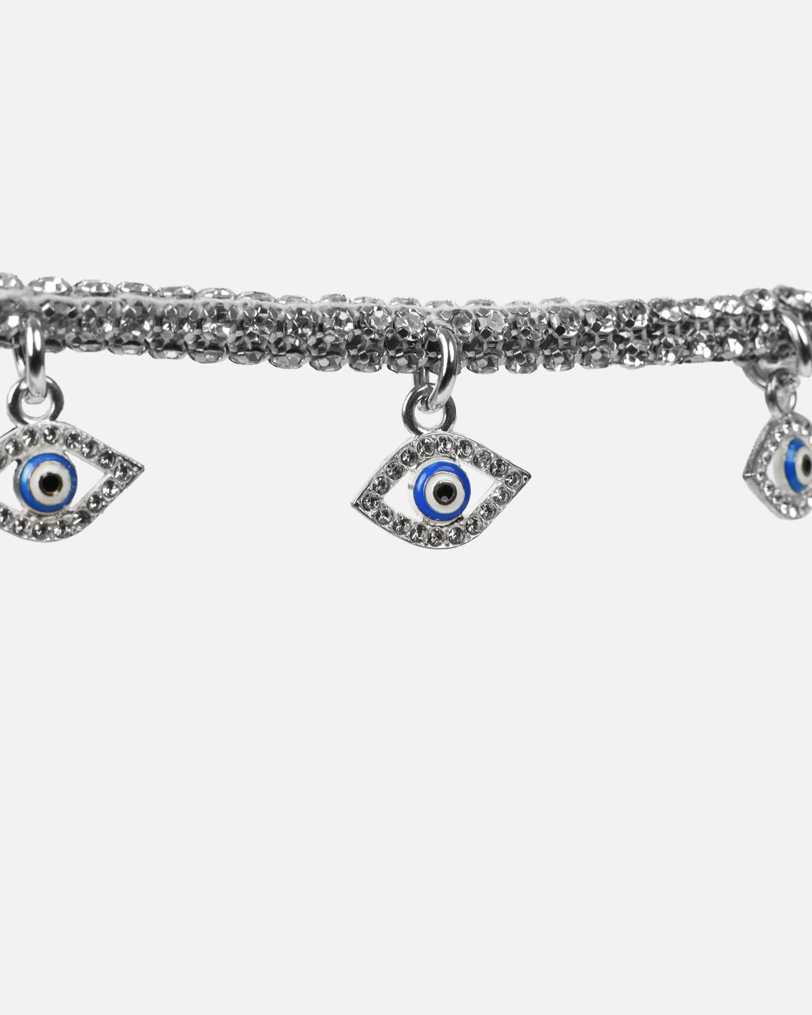 Spirit Silver Metallic Evil Eye Anklet Stiletto Heels - Image 3