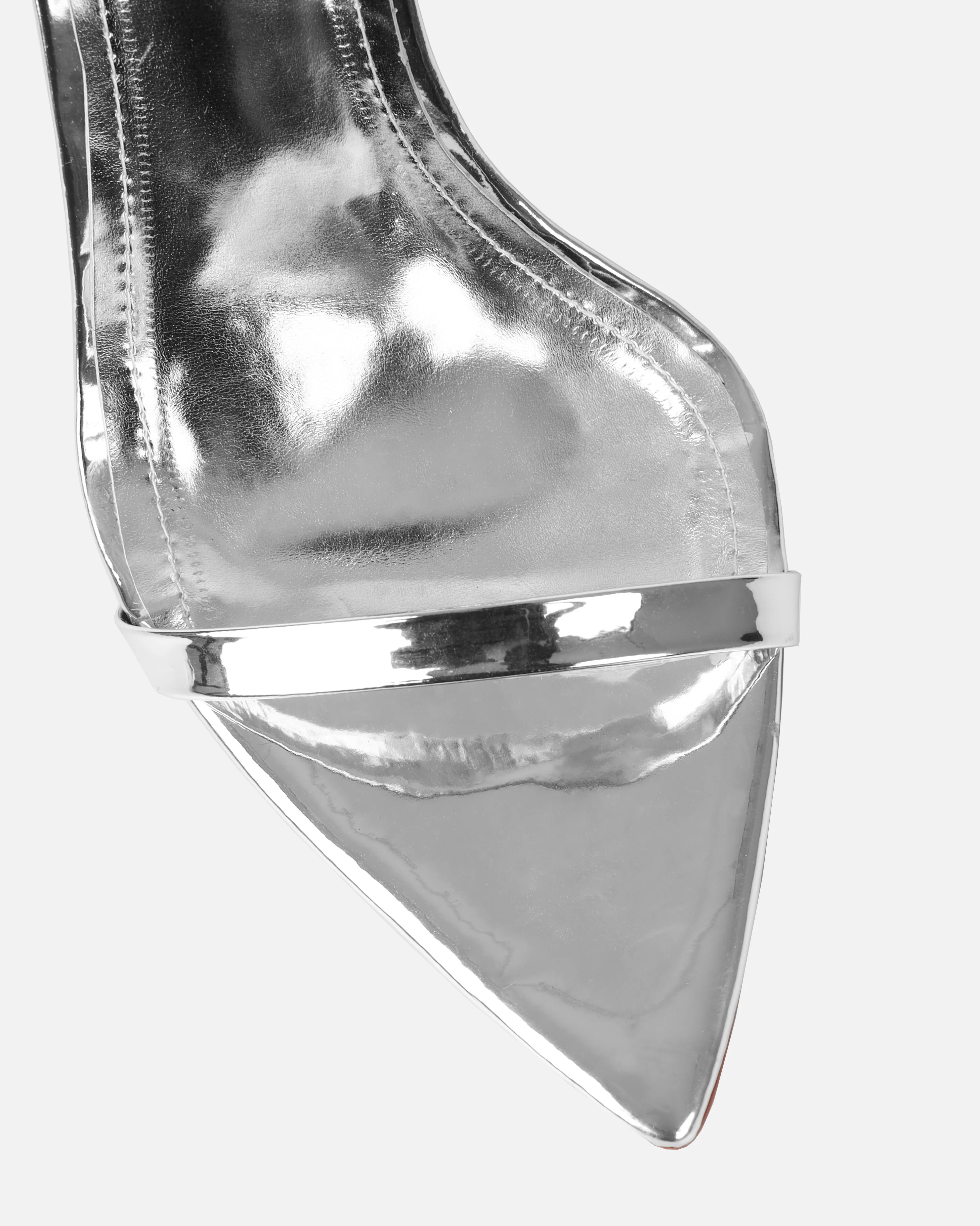 Spirit Silver Metallic Evil Eye Anklet Stiletto Heels - Image 4