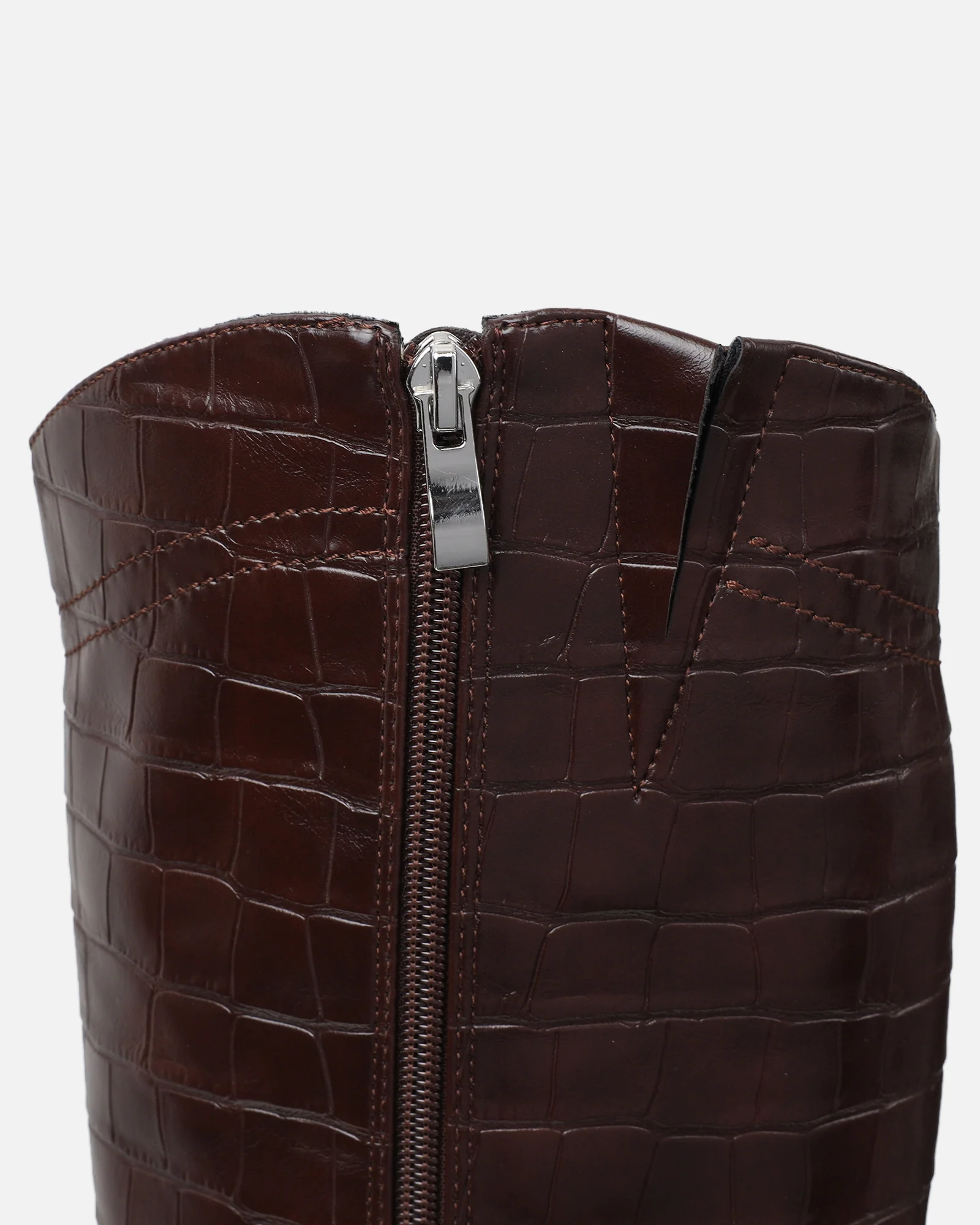 Stapleton Brown Croc Effect Western Boots - Image 3