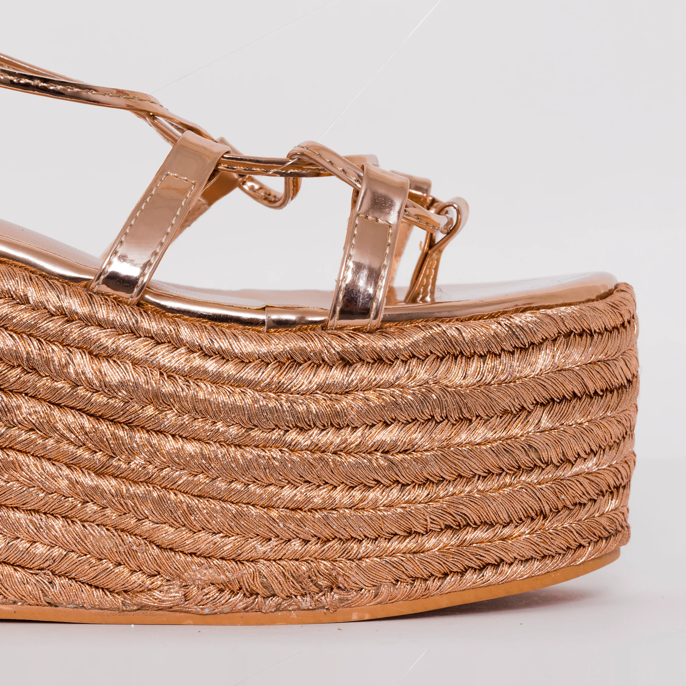 Terisa Rose Gold Mirror Espadrille Flatforms - Image 3