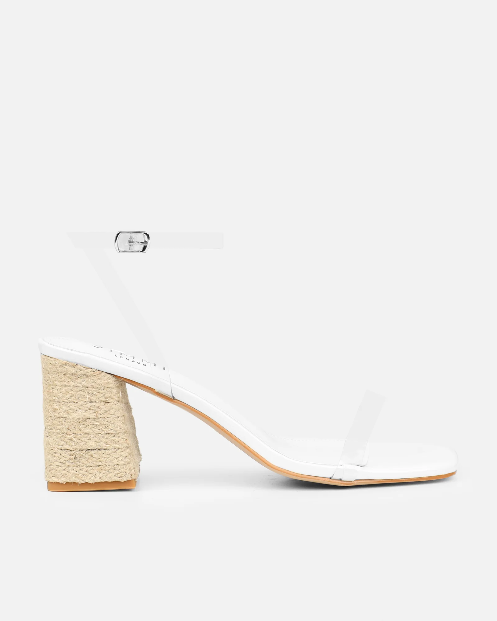 Thames Clear White Pearl Patent Espadrille Block Heeled Sandals - Image 2