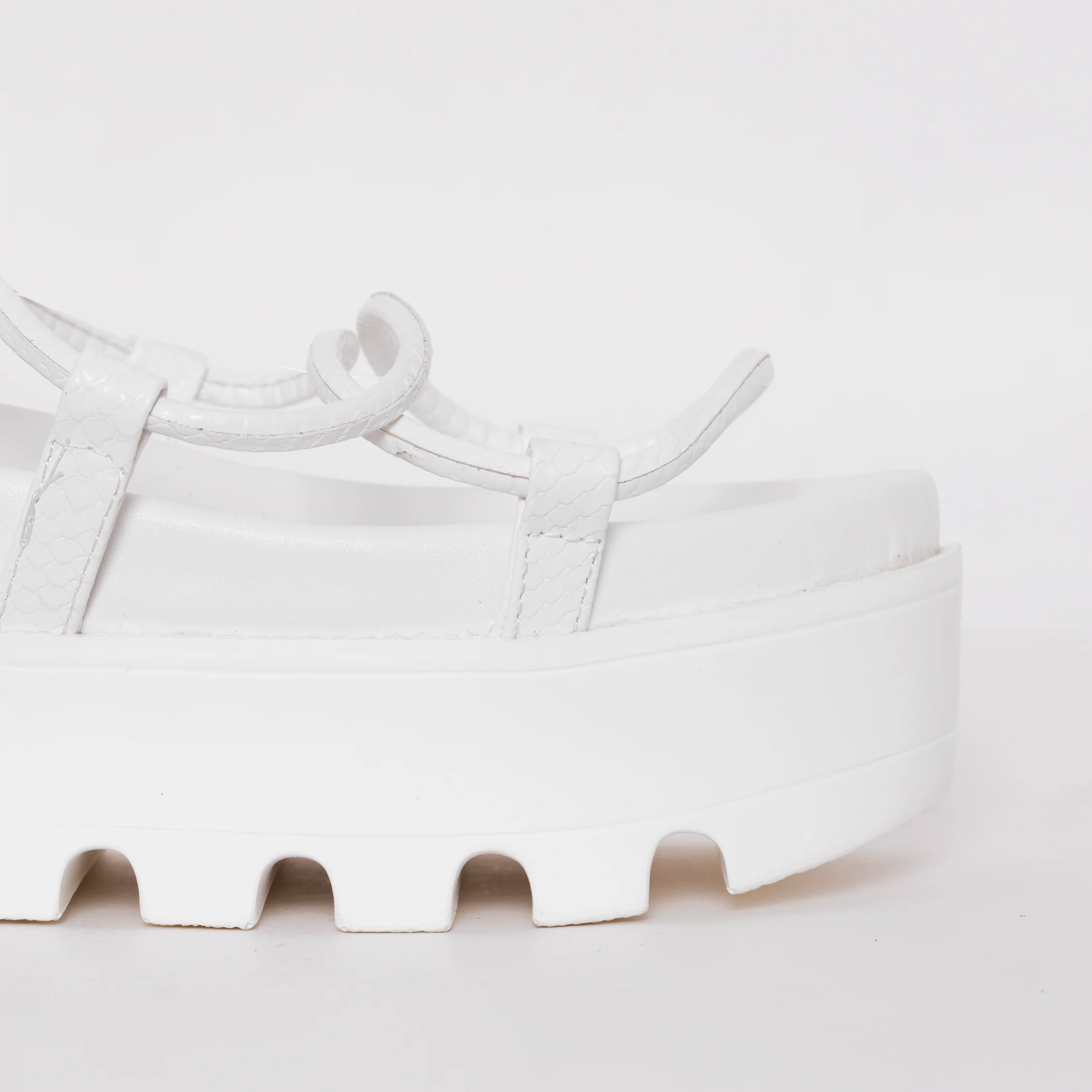 Thoma White Lizard Print Lace Up Flatforms - Image 3