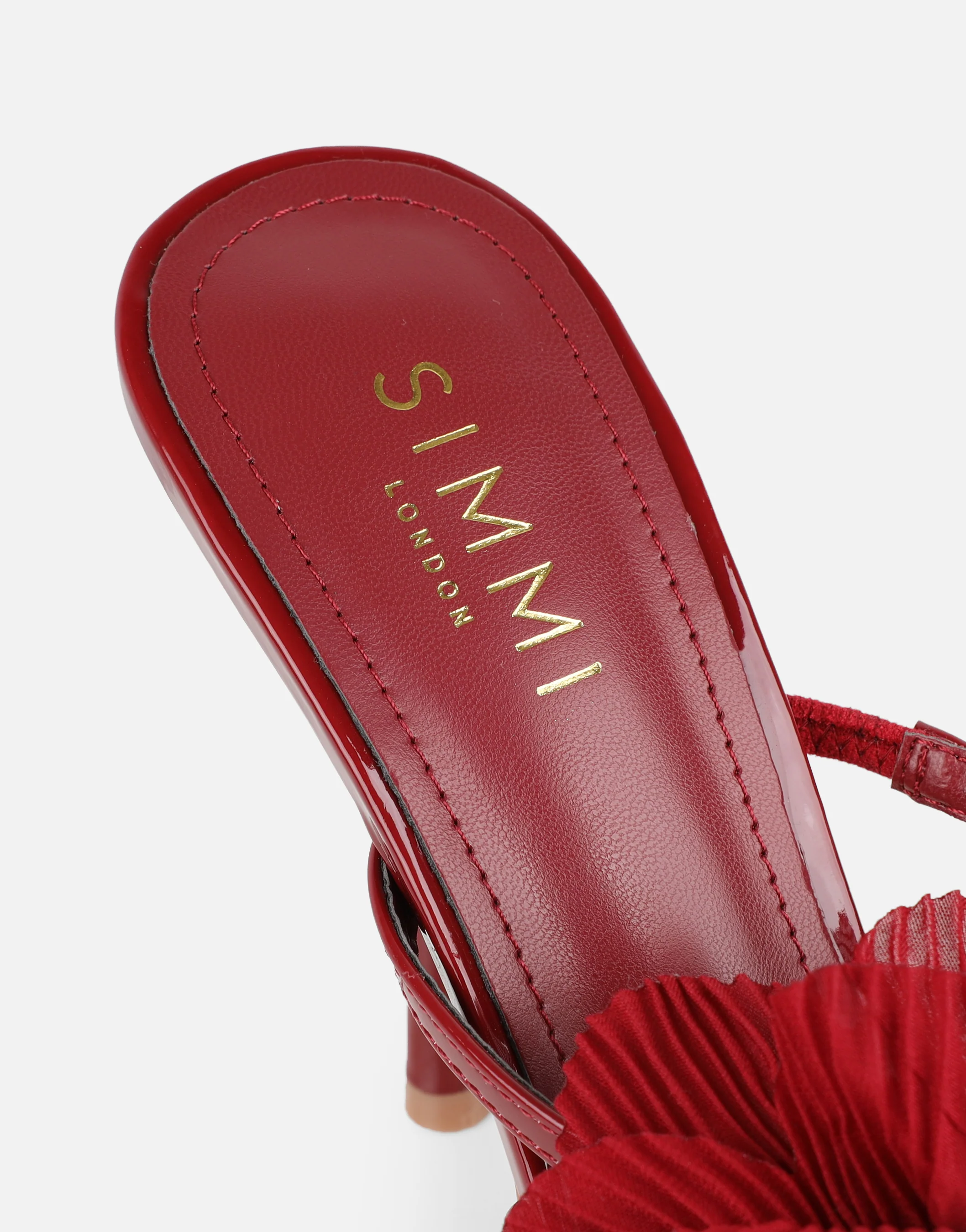Tina Red Patent Flower Detail Heeled Sandals - Image 3