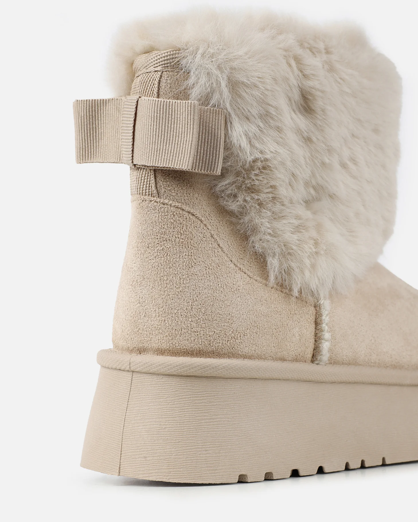 Tomiee Beige Faux Suede Fur Trimmed Ankle Boots - Image 3