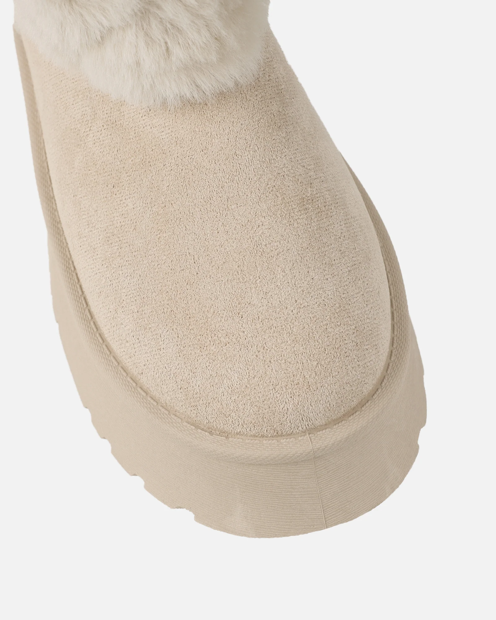 Tomiee Beige Faux Suede Fur Trimmed Ankle Boots - Image 4