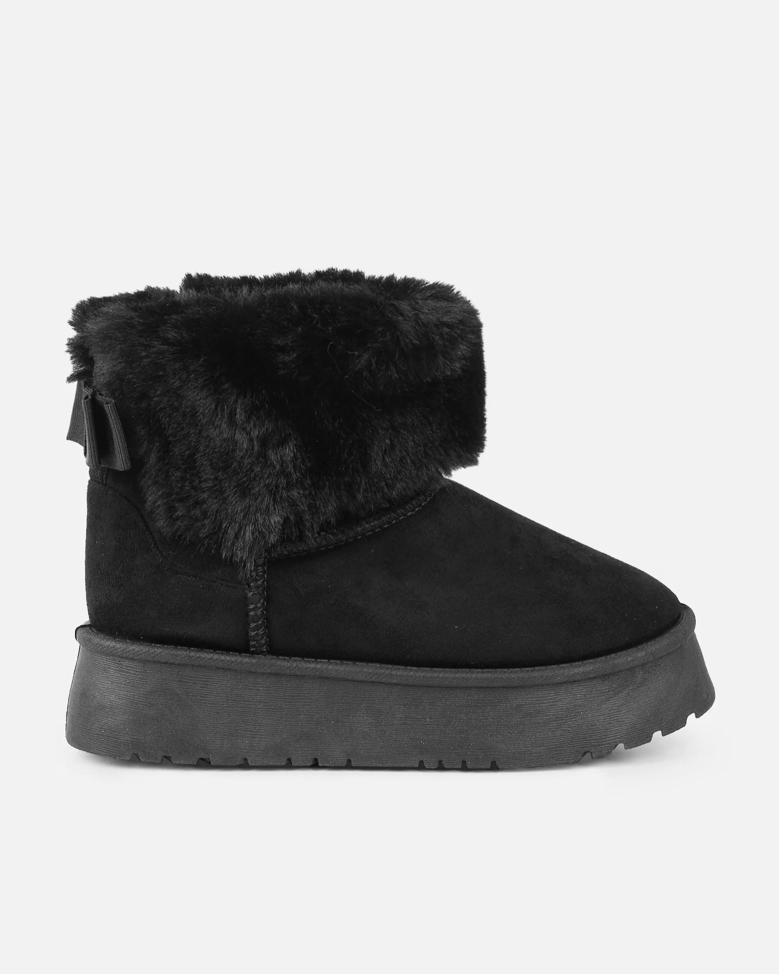 Tomiee Black Faux Suede Fur Trimmed Ankle Boots - Image 2