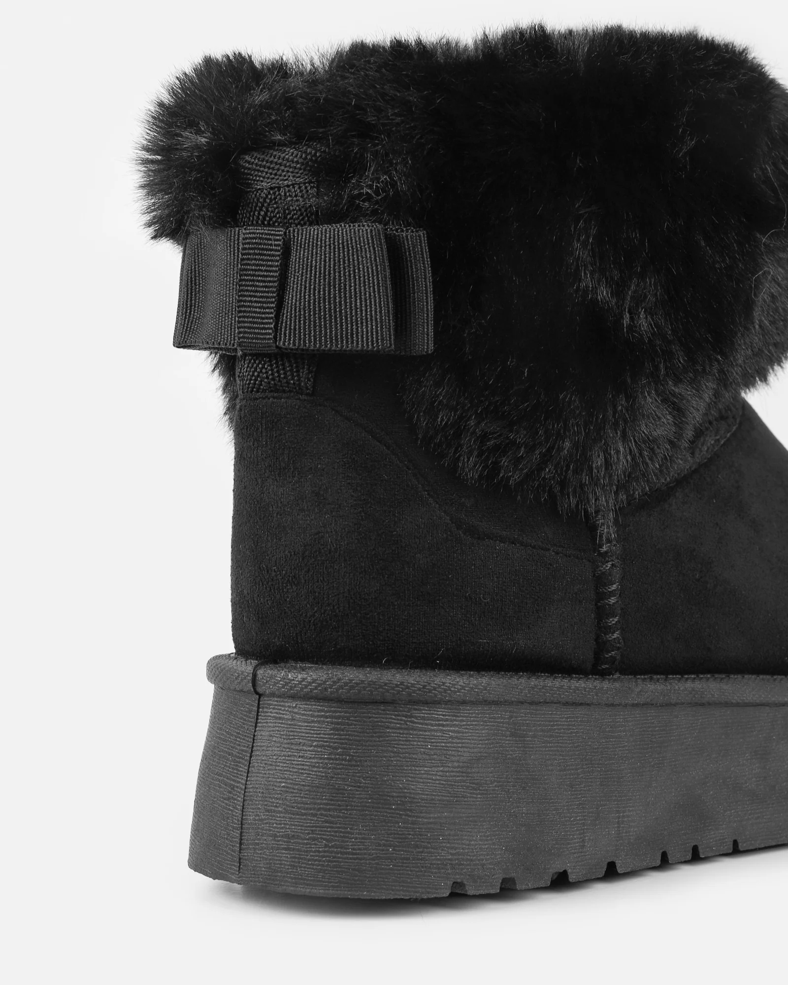 Tomiee Black Faux Suede Fur Trimmed Ankle Boots - Image 3