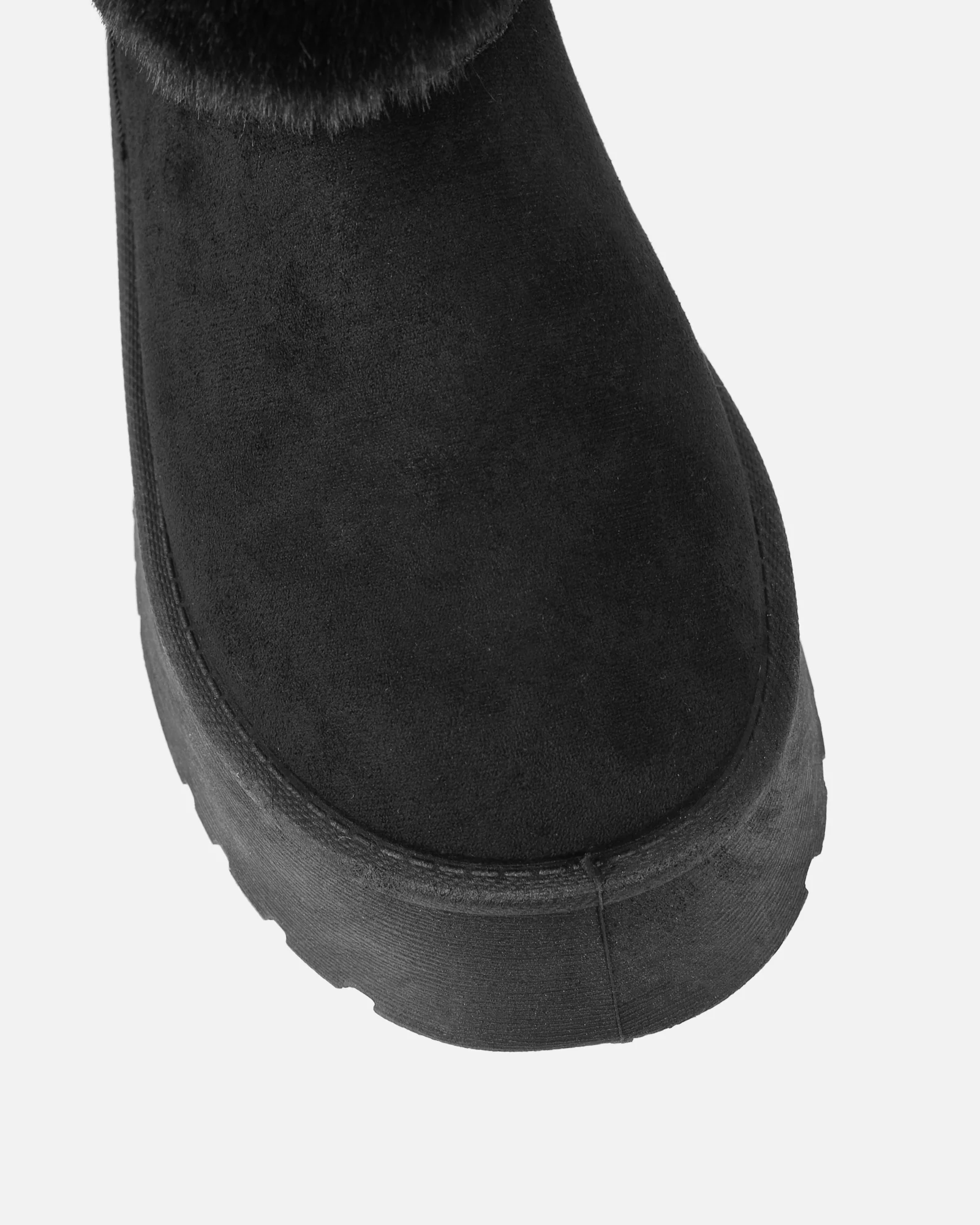 Tomiee Black Faux Suede Fur Trimmed Ankle Boots - Image 4