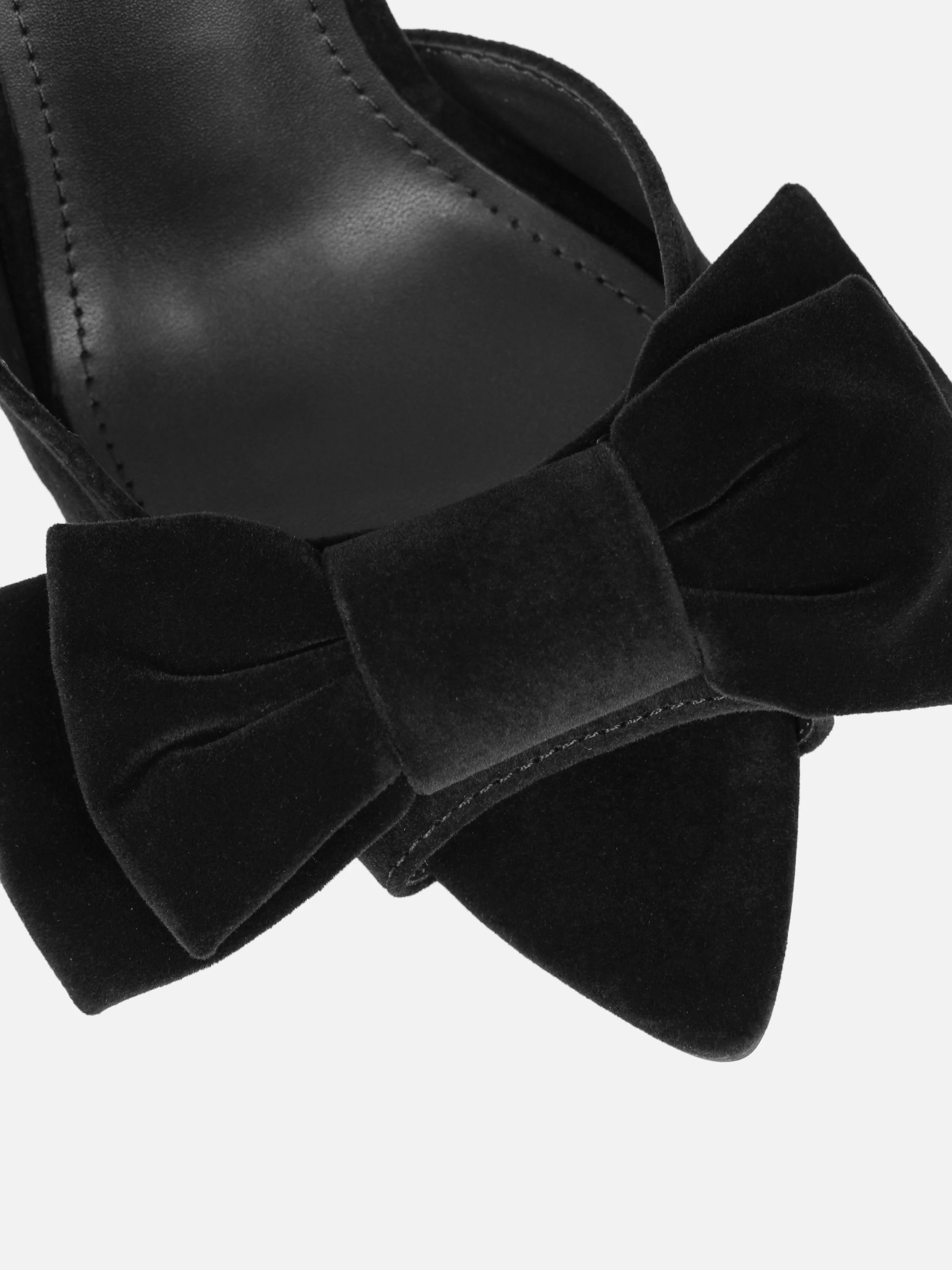 Torrez Black Velvet Bow Detail Peep Toe Heeled Sandals - Image 4