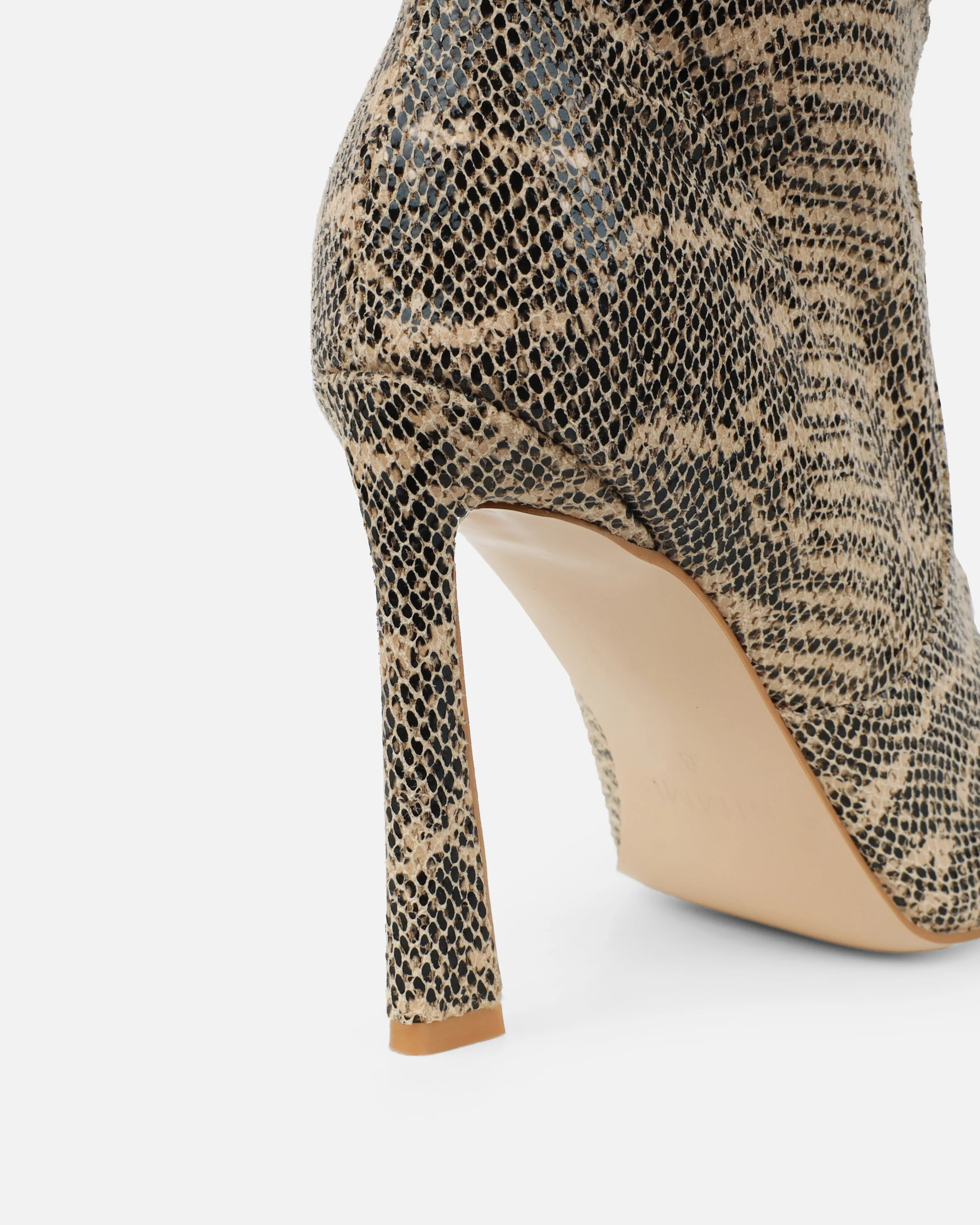 Usher Beige Faux Snake Slouch High Heeled Over The Knee Boots - Image 3