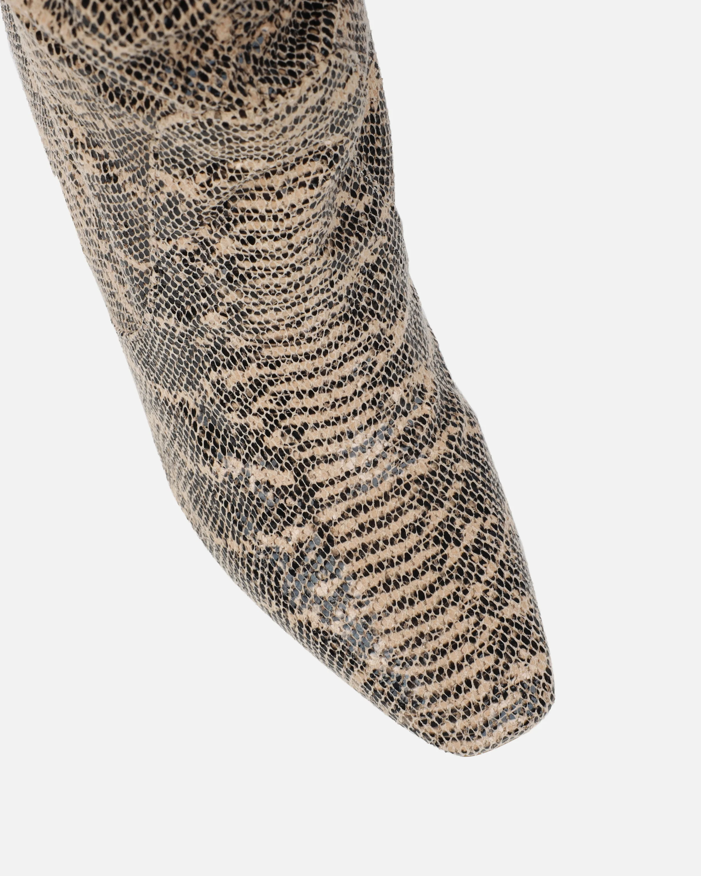 Usher Beige Faux Snake Slouch High Heeled Over The Knee Boots - Image 4