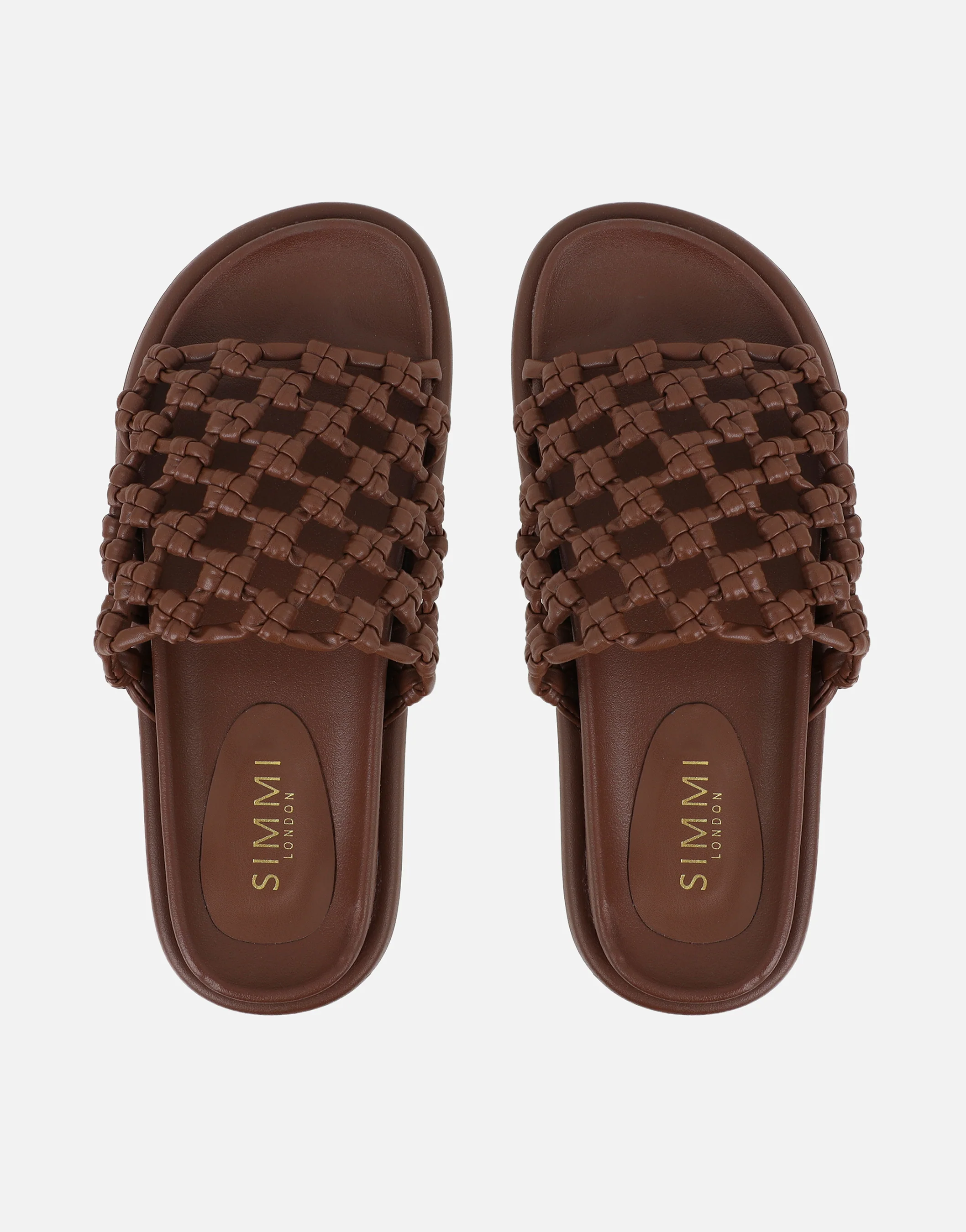 Vanya Brown Woven Mesh Chunky Flats - Image 3