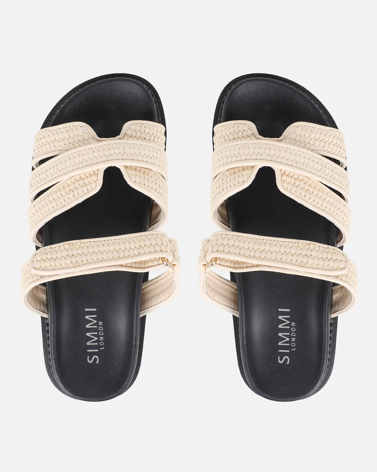 Veil Beige Raffia Chunky Sliders - Image 3