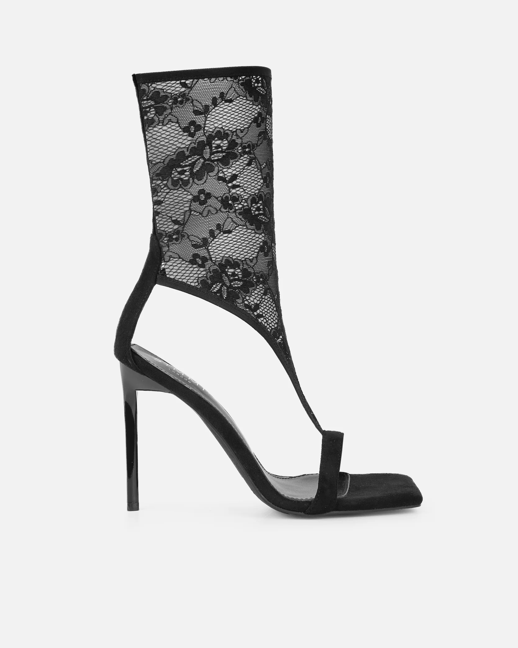 Venya Black Lace Toe Thong Heeled Sandals - Image 2